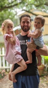 Clint Joffrion with his two kids (Man Overseas Podcast)